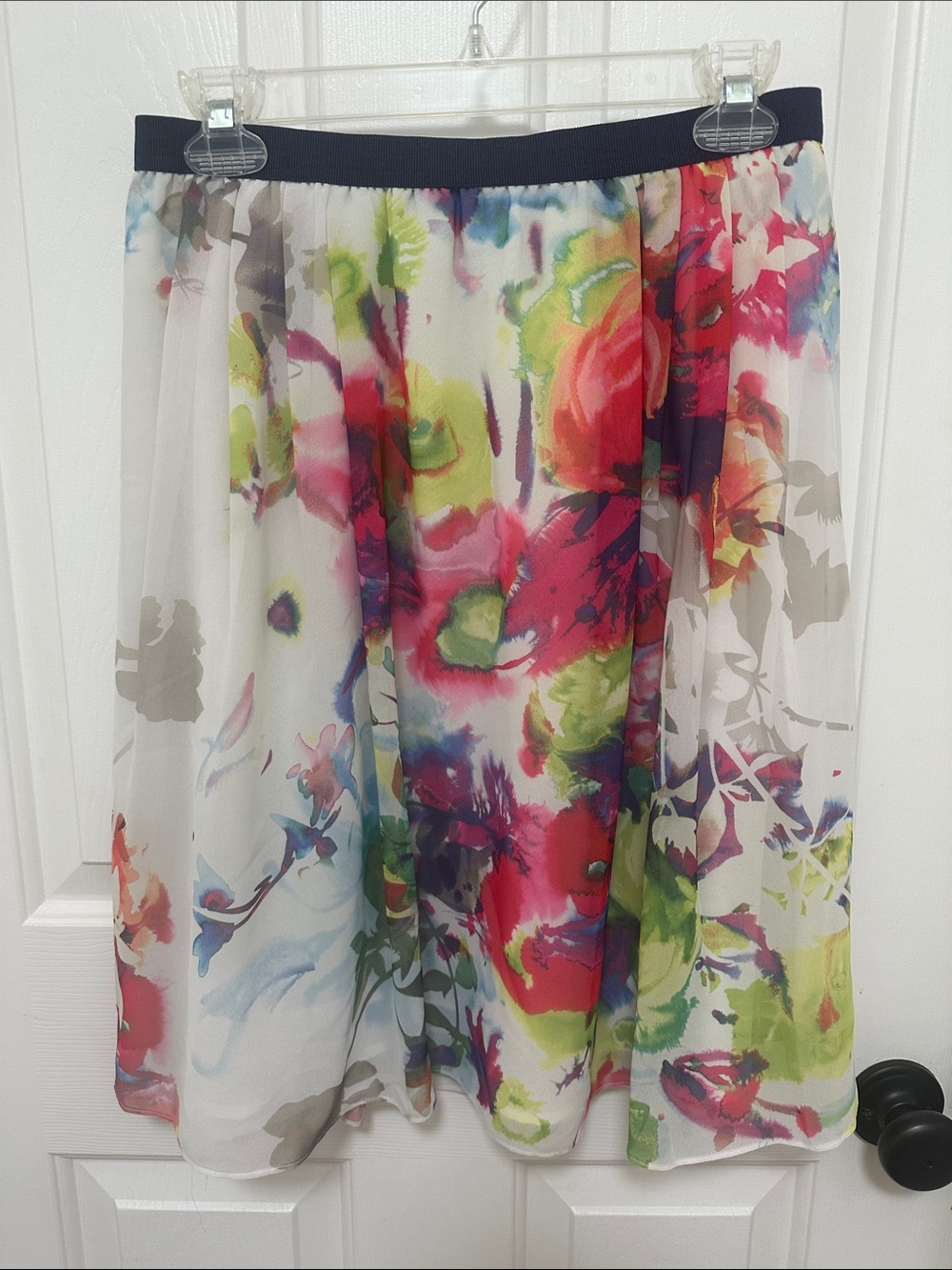 0138 Liz Claiborne Multicolor Floral Chiffon Skirt‎ small